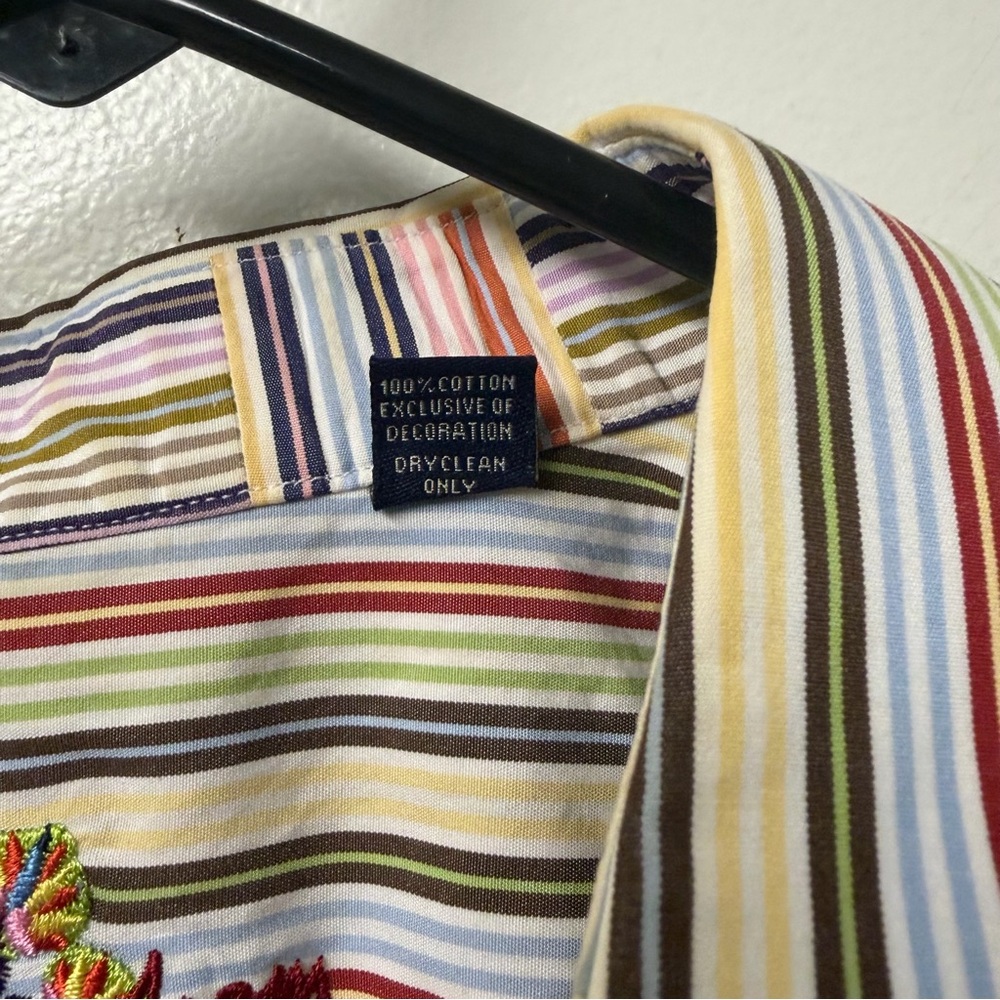 Robert Graham Vertical Stripe Embroidered Multicolor Button Down Shirt Size 3XL - Picture 6 of 7